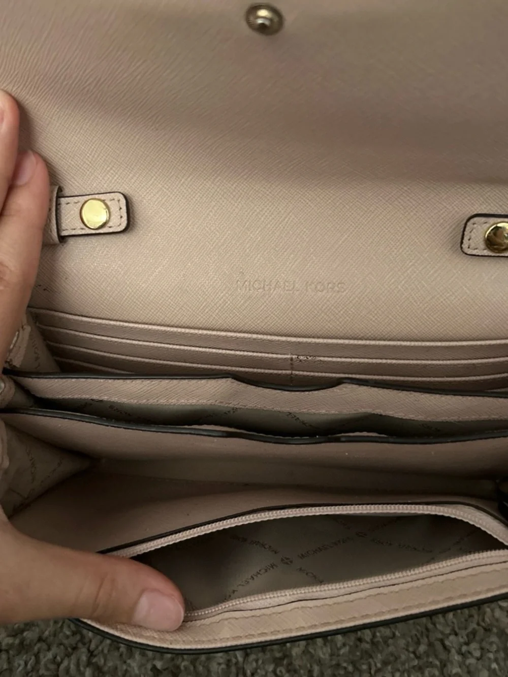 MICHAEL KORS Pale Blush Leather Chain-Accent Crossbody